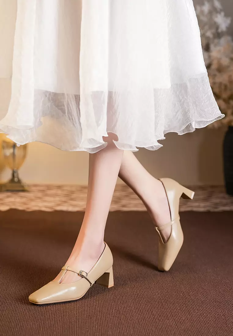 5CM T-Strap Square Toe Pumps BY2355-43