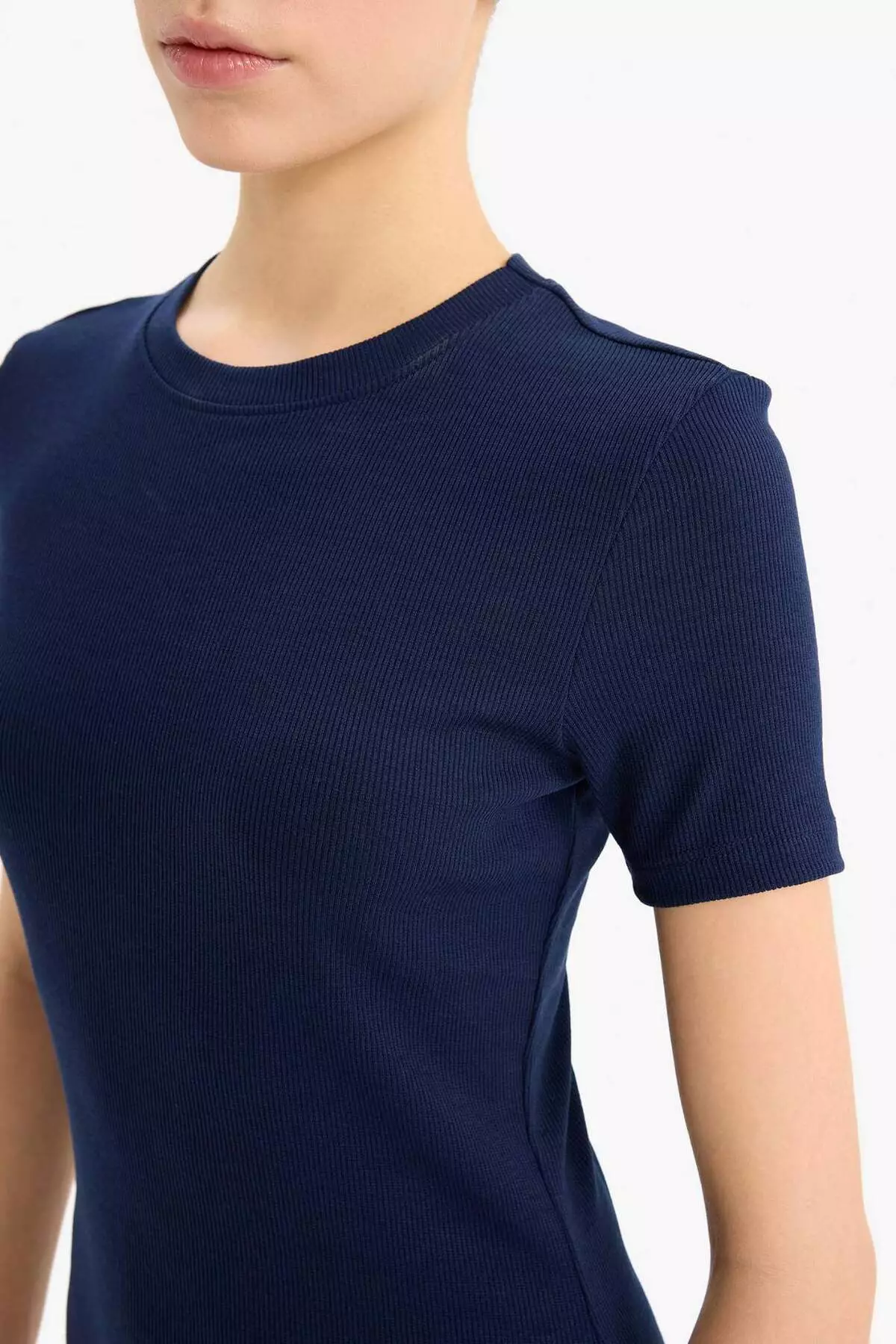 Ribbed Bodycon Mini Dress - Crew Neck, Short Sleeve E7231Ax25Sp