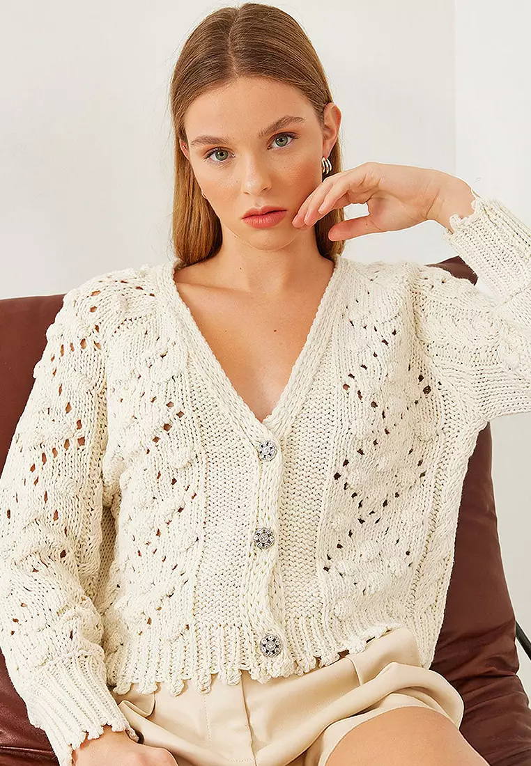 トップス FETICO LACE KNIT SHORT-SLEEVED CARDIGAN LACE KNIT SHORT-SLEEVED CARDIGAN – TIME AFTER TIME