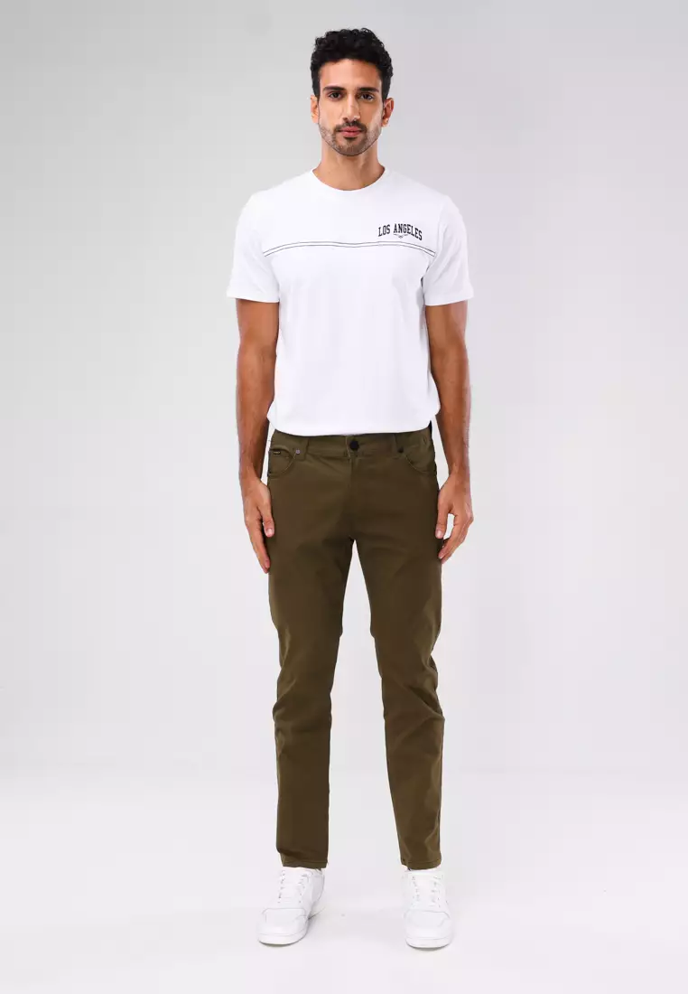 Colored Long Pants Slim Tapered Stretch