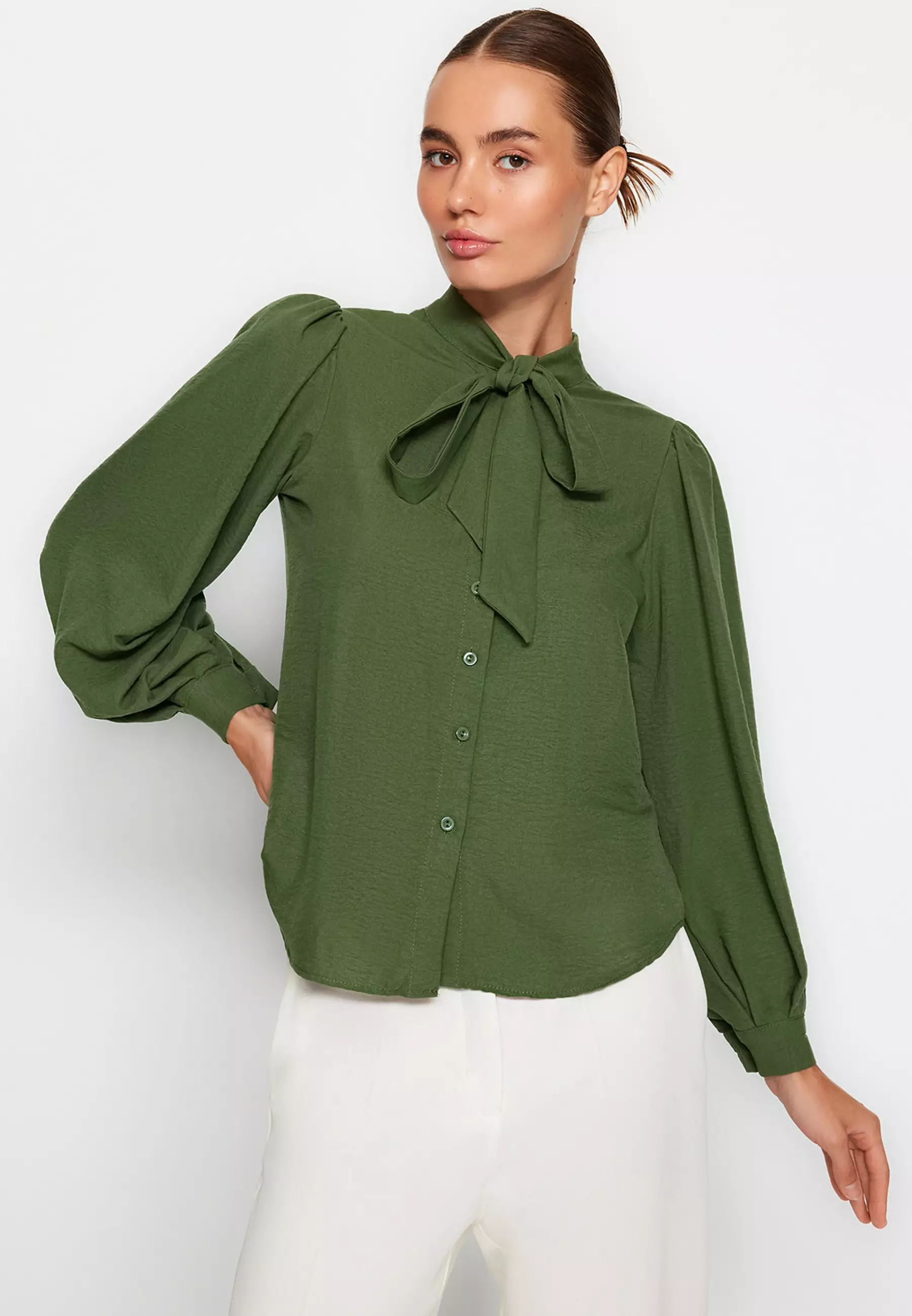 Buy Trendyol Scarf Collar Shirt 2024 Online | ZALORA Philippines