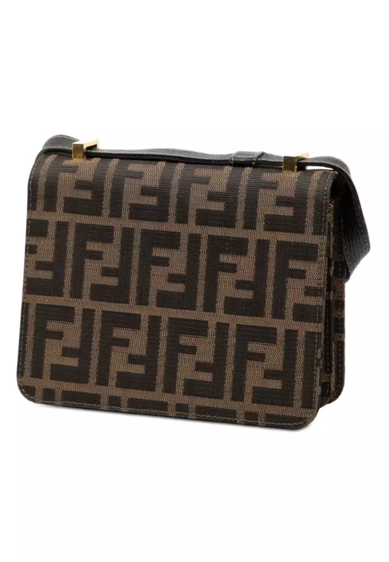Pre-Loved Fendi Zucca Canvas Flap Crossbody