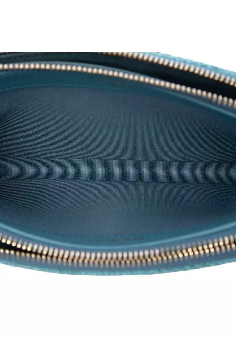 Pre-Loved Chanel Raffia Deauville Double Zip Clutch With Chain