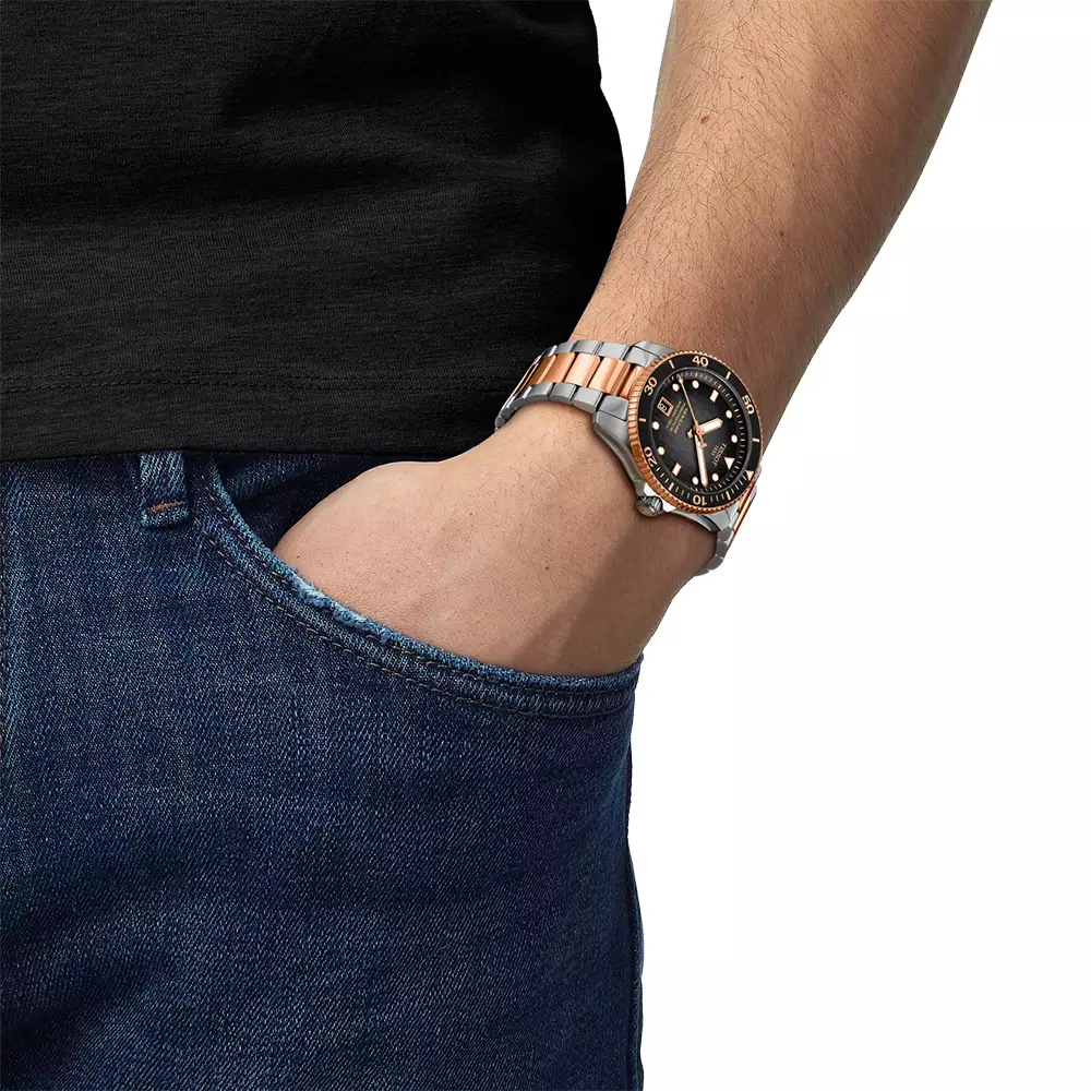 Seastar 1000 40 - T120.807.22.051.01 Powermatic 80 Graded Grey-Black Rose Gold Steel