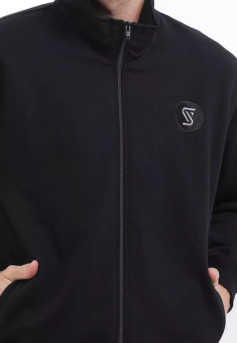 SYZLO Jaket Pullover Cryptic Cotton Fleece - Black