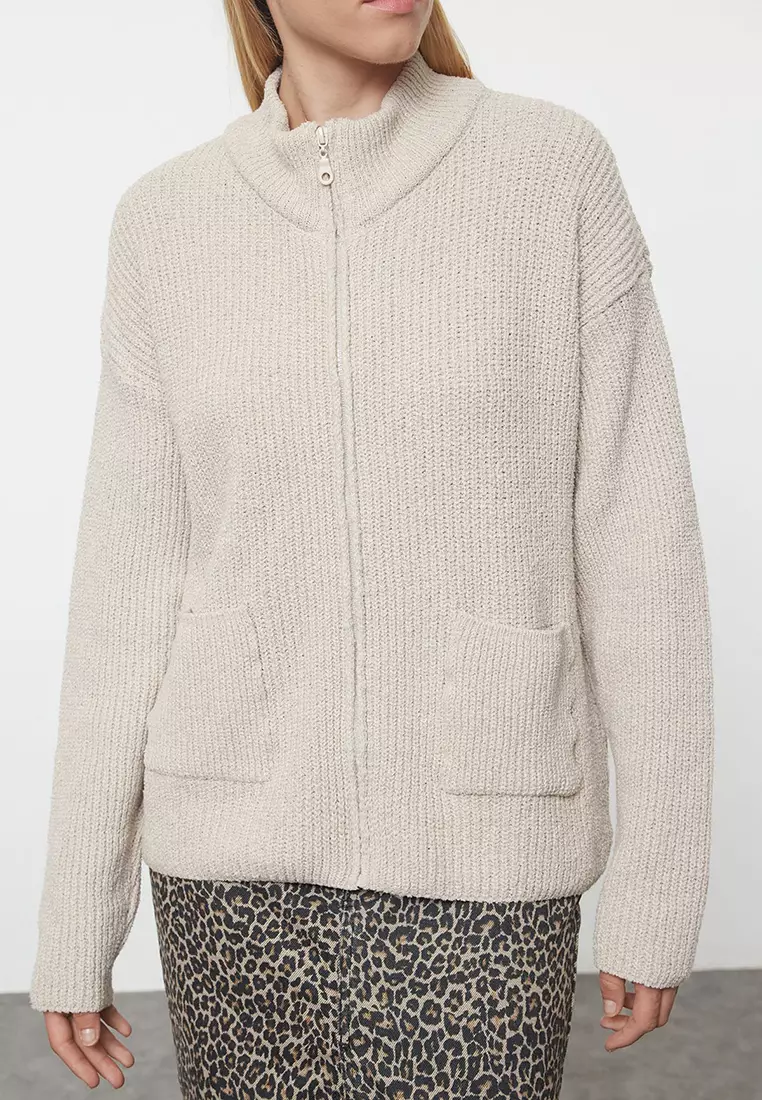 Tas More Sustainable Wide Pattern Soft Texture Pocket Detailed Knitwear Cardigan Twoaw25Hi00314