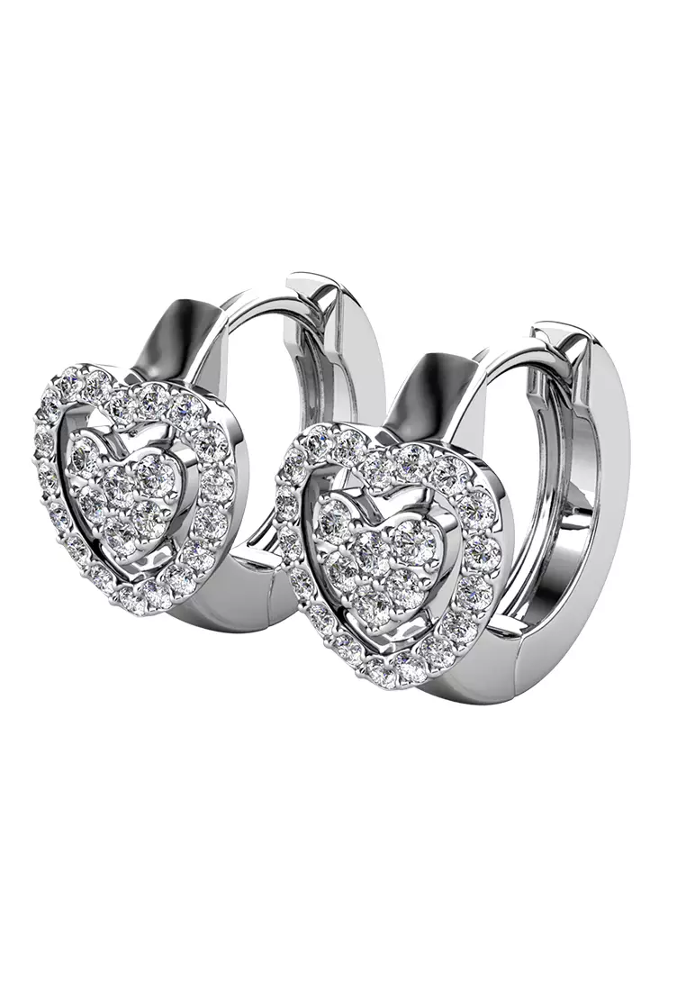 Her Jewellery Alys Heart Earrings (White Gold) - Luxury Crystal Embellishments plated with 18K Gold