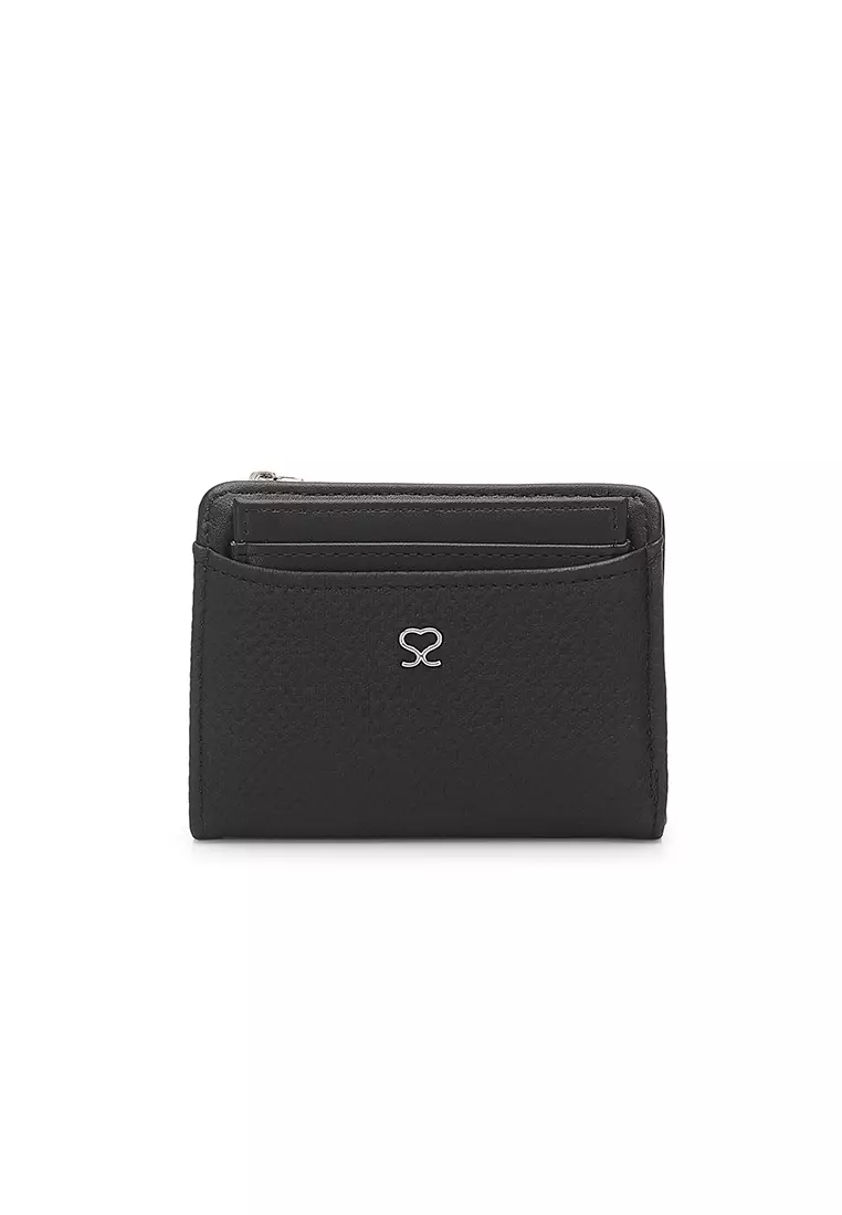 Women's 2 in 1 Purse/Wallet With Coin Compartment (Dompet Wanita 2 in 1 dengan Kompartmen Koin) - Hitam