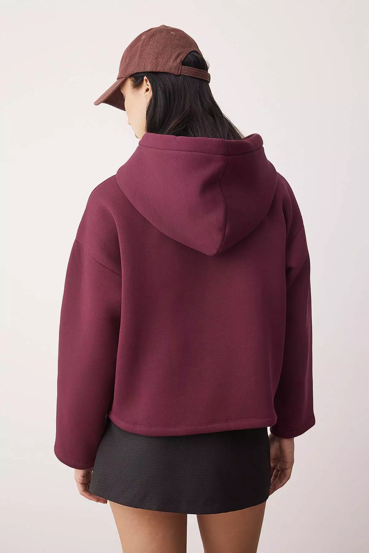 Plum Thick Fleece Inside Half Zipper O Oversized K Hooded Knitted Sweatshirt Twoaw26Sw00060