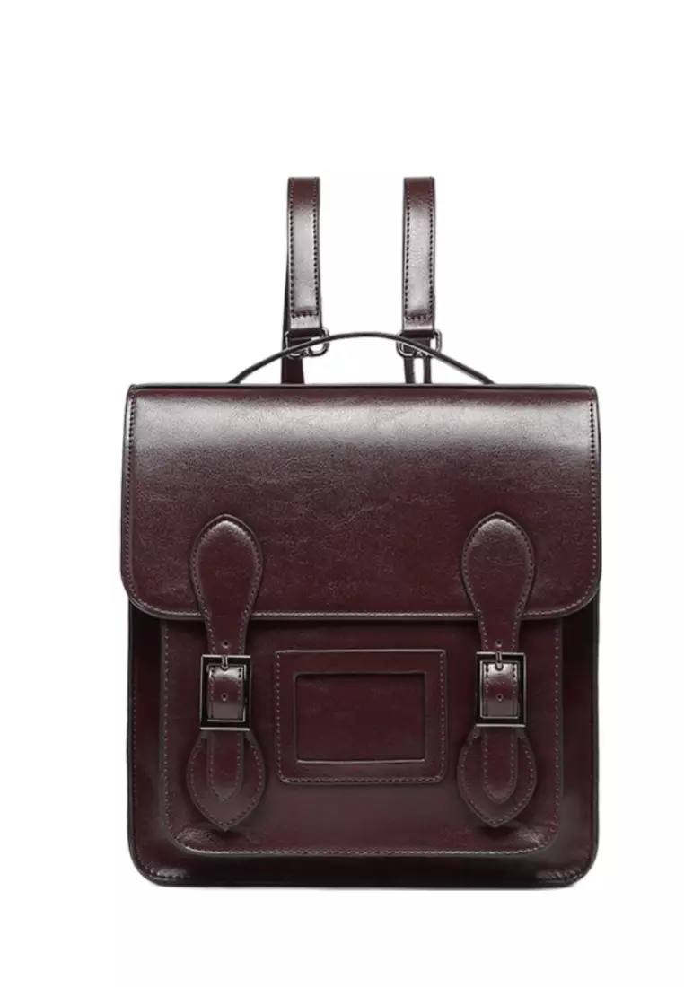 Red hot sale leather backpack