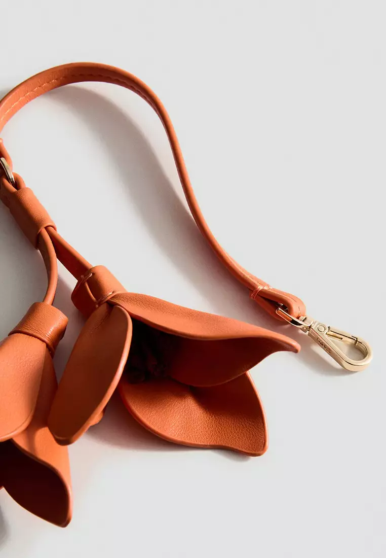 Leather-Effect Keychain With Flower