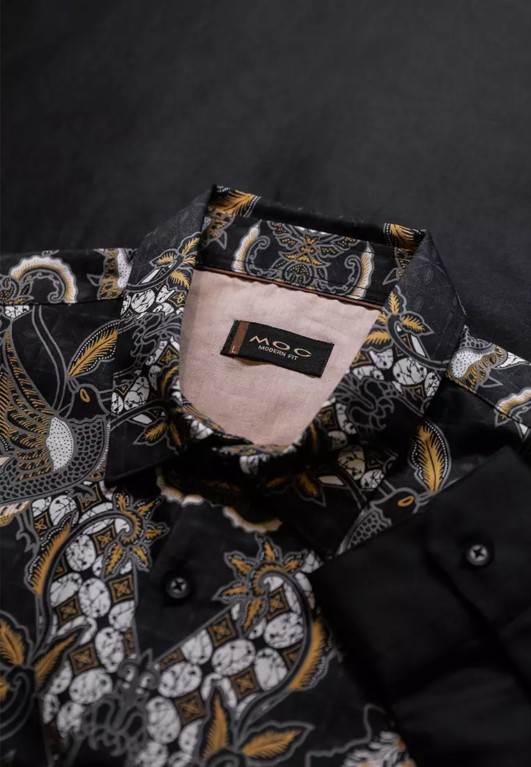 MOC - Kemeja Batik Pria Lengan Panjang Narendra - Black