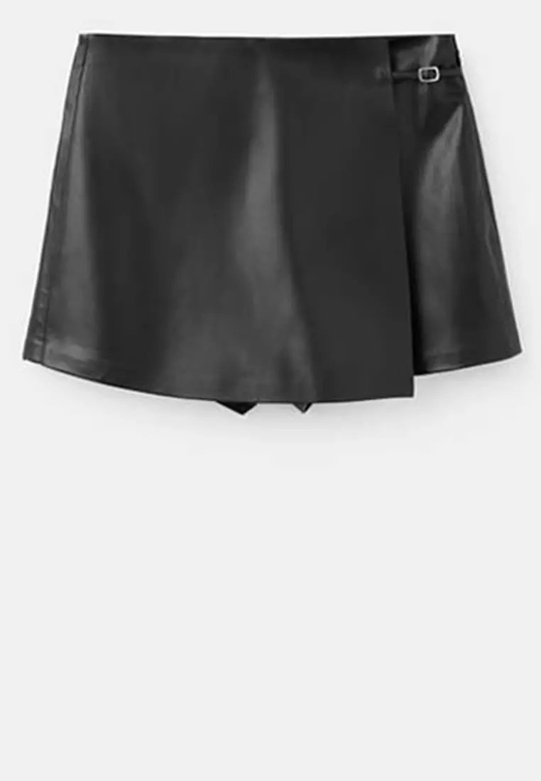 Faux Leather Skirt With Buckle