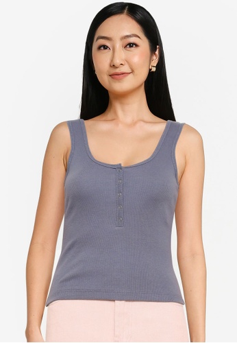 Abercrombie & Fitch blue Bare Henley Tank Top 5734DAA604D01EGS_1