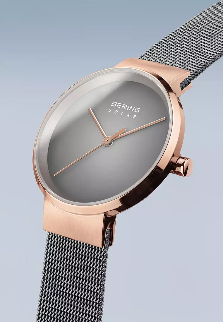 Women's Grey Steel Mesh Bracelet and Grey Dial Solar Watch - 14331-369