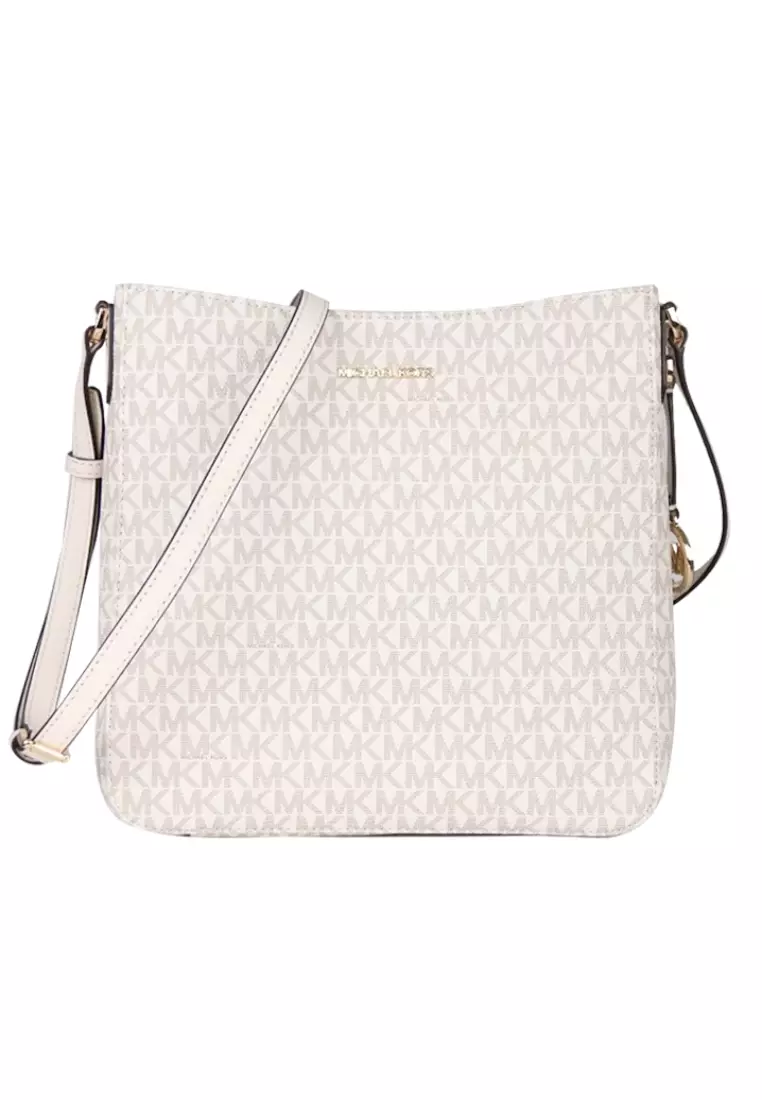 Michael Kors Jet Set Travel 35F8GTVM7B Large Messenger Bag In Light Cream