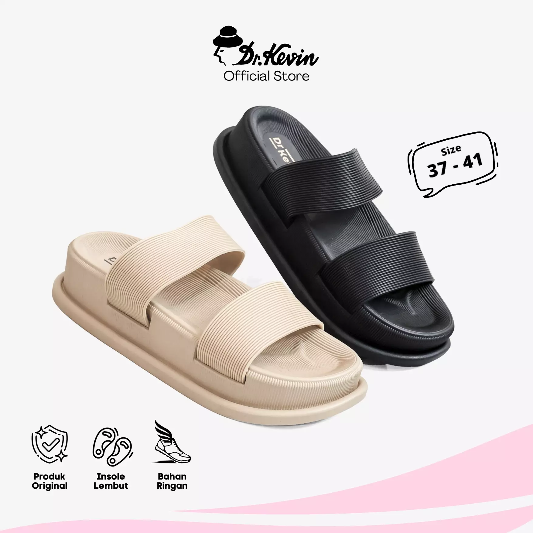 Kevin Sandal Selop Wanita Hak Rata Tinggi Flat Sandals 571-134
