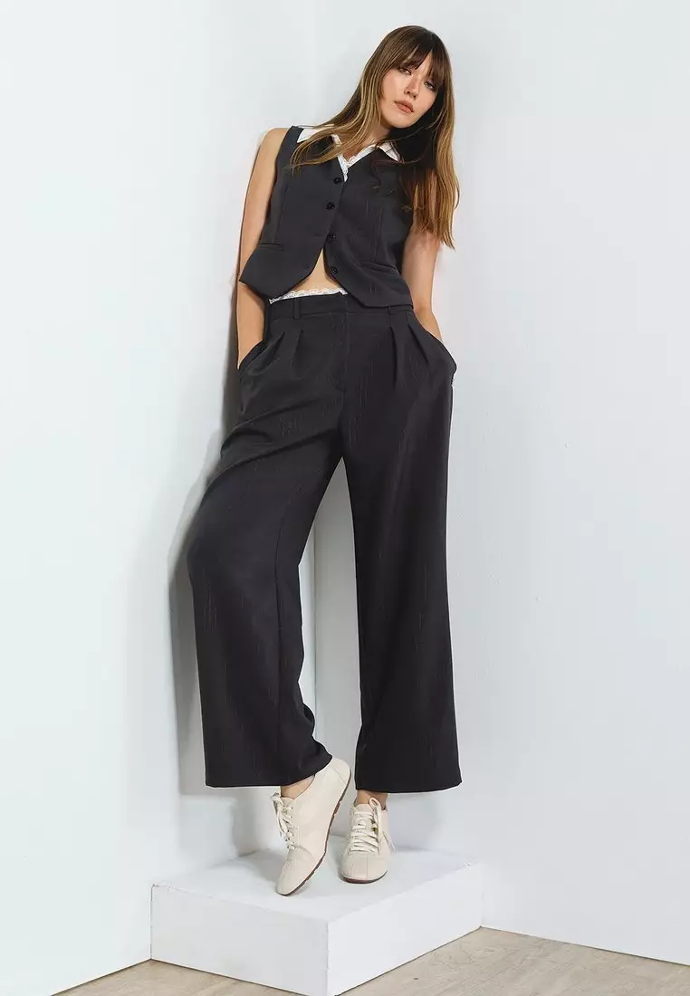 Lace Trim Vest - Dark Grey