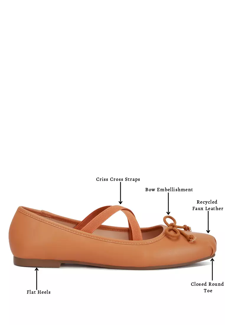 Tan Recycled Faux Leather Ballet Flats