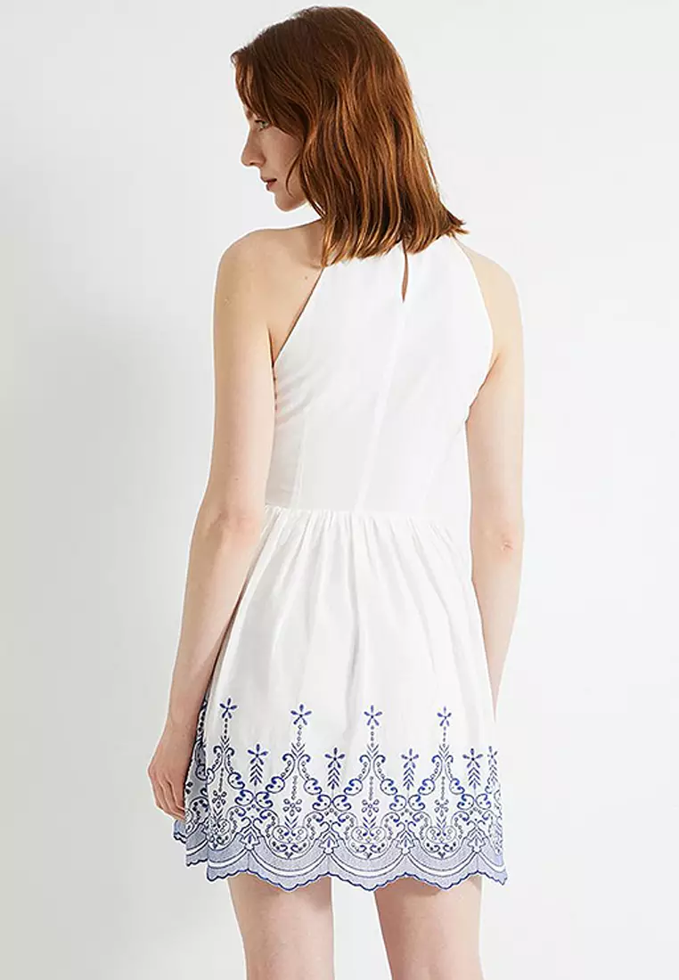 sachin and babi light blue dress Paritza Embroidered Halter Mini Dress White / L