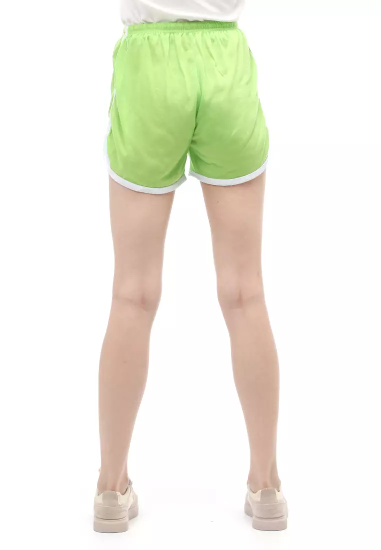 Jevera Hot Pants Detail List Motif Solid Fashion Wanita Relaxed Fit - Hijau Apel