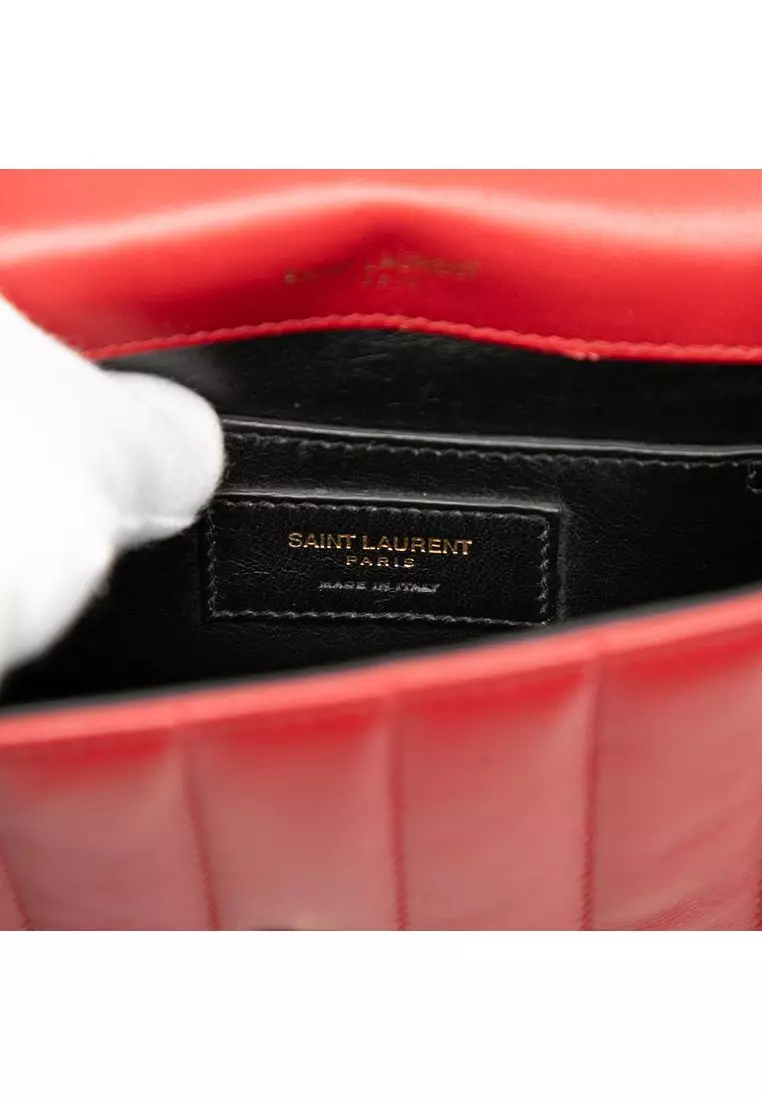 Pre-Loved Saint Laurent Small Lambskin Monogram Vicky Chain Bag