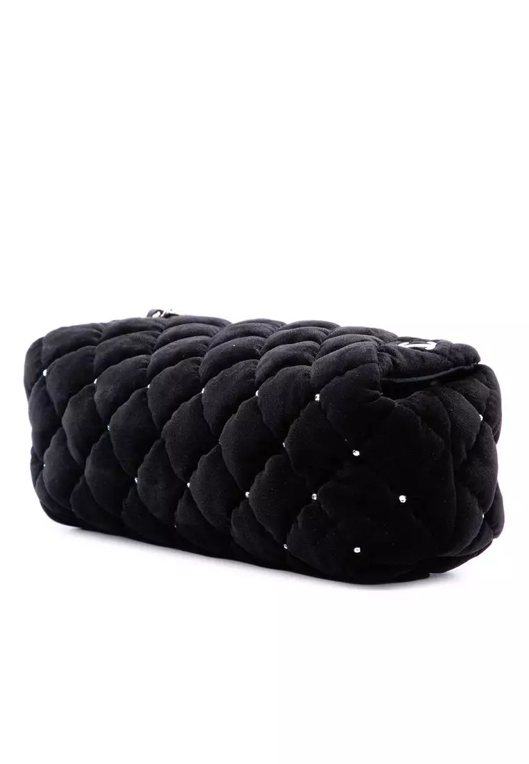 Pre-Loved Chanel Cc Quilted Velvet Crystal Wristlet Clutch