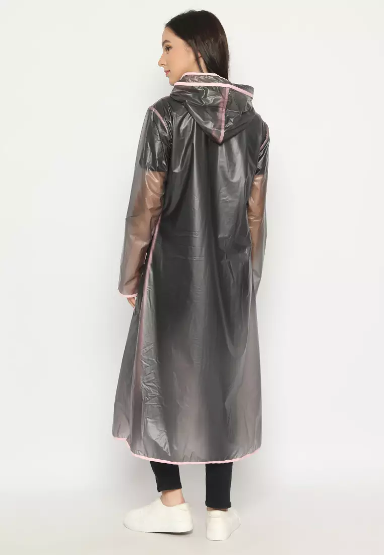 Queeni Raincoat Black-Pink
