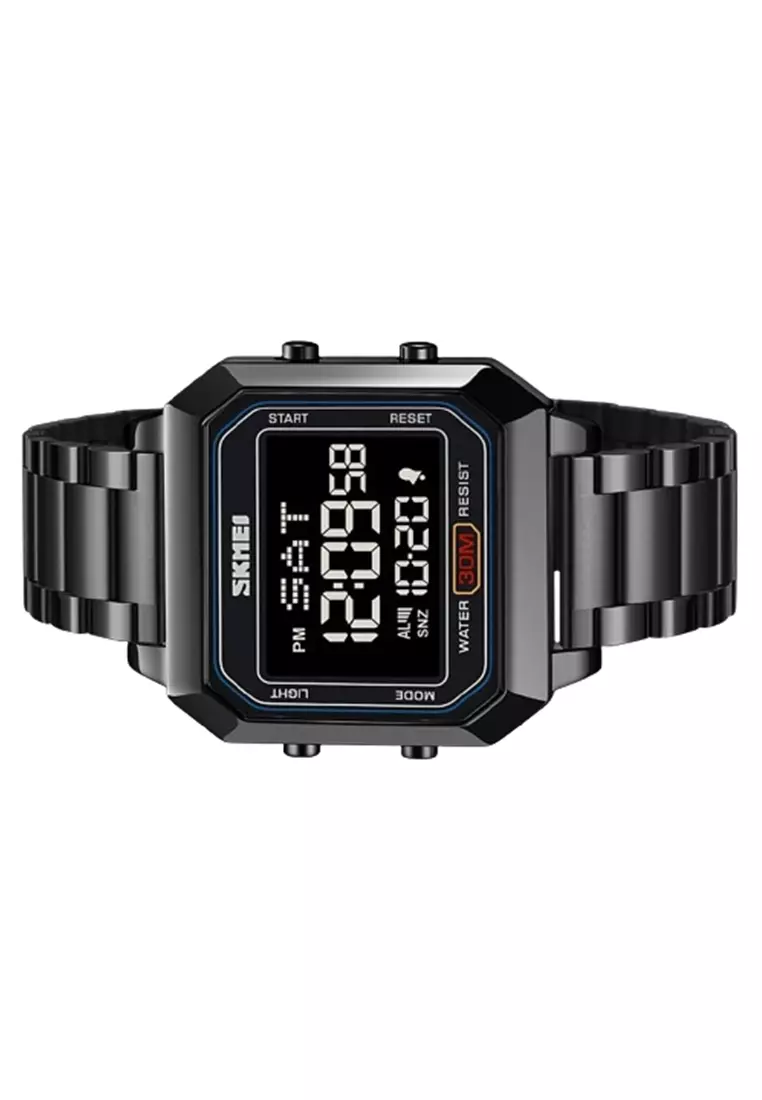 Jam Tangan Digital Pria Alarm Material Stainless Steel GB49 Waterproof ORIGINAL