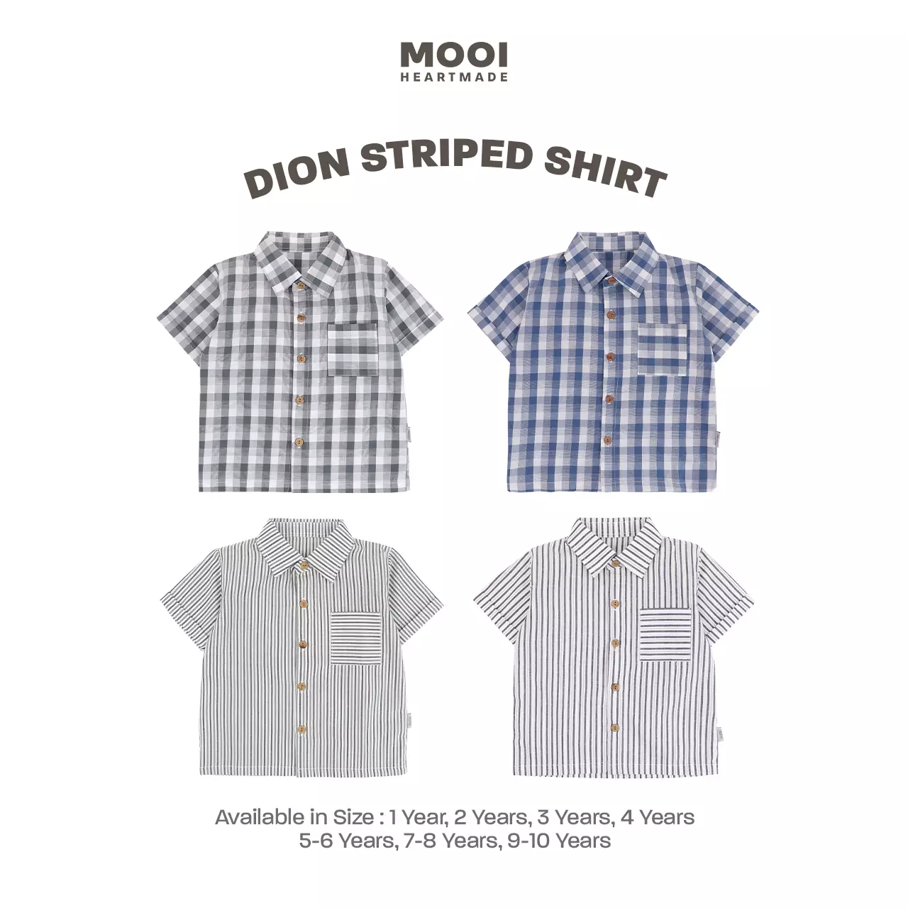 Mooi Kemeja Anak Laki-laki Kemeja Katun Motif Dion Striped Shirt - Blue
