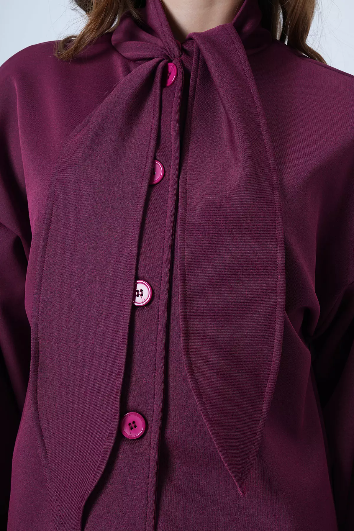 Plum Scarf Detailed Buttoned Jacket Alc-X14669