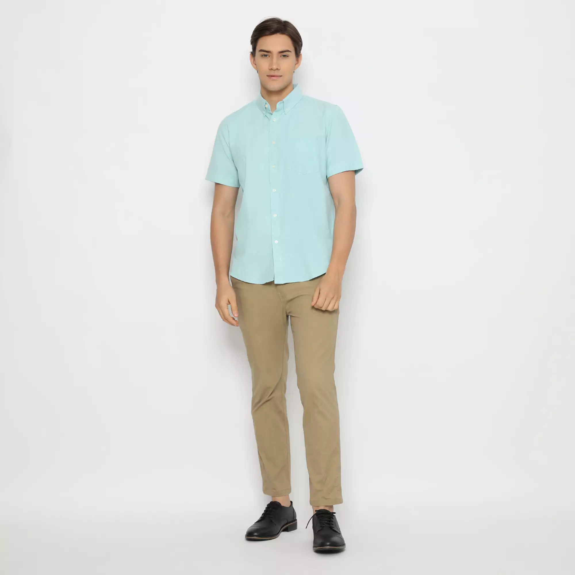 Platini Kemeja Pria Polos Oxford Pendek Hijau Mint 1080