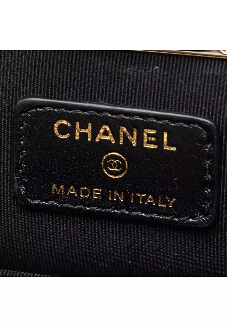 Pre-Loved Chanel Small Cc Quilted Lambskin Kisslock Frame Clutch