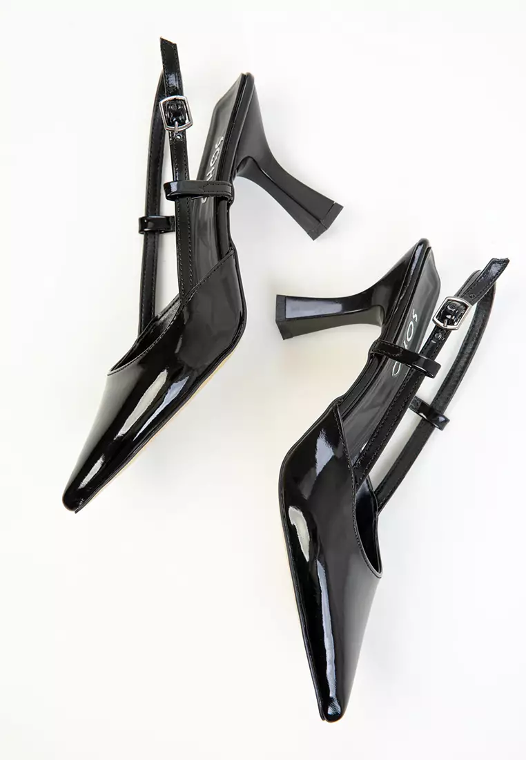 Black Patent Leather Women's Classic Heeled Shoes 20256
