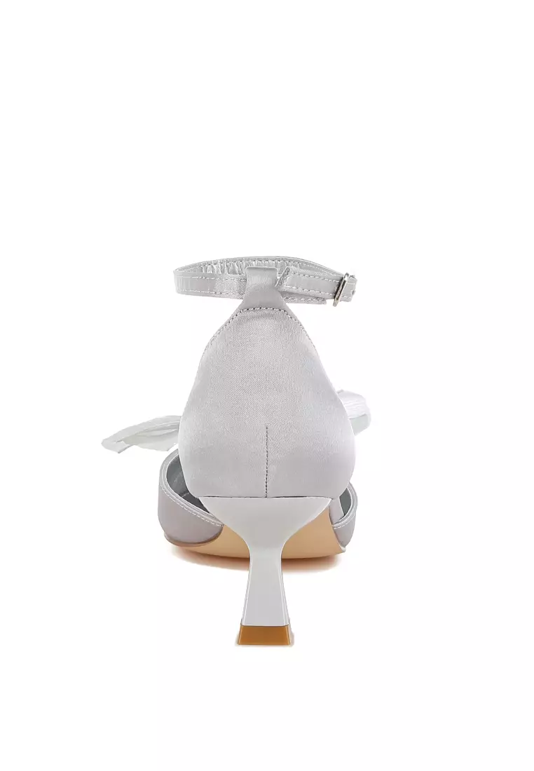 Sandal Satin Detail Pita Warna Silver