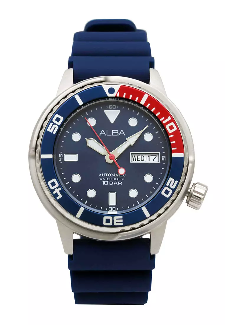 Alba Jam Tangan Pria - Blue Silver - Rubber Strap - AL4251