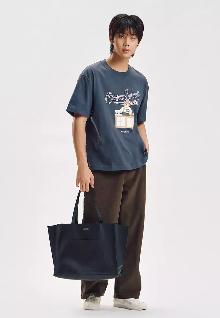 Crew Bear Coffee Relaxed Fit Graphic T-Shirt