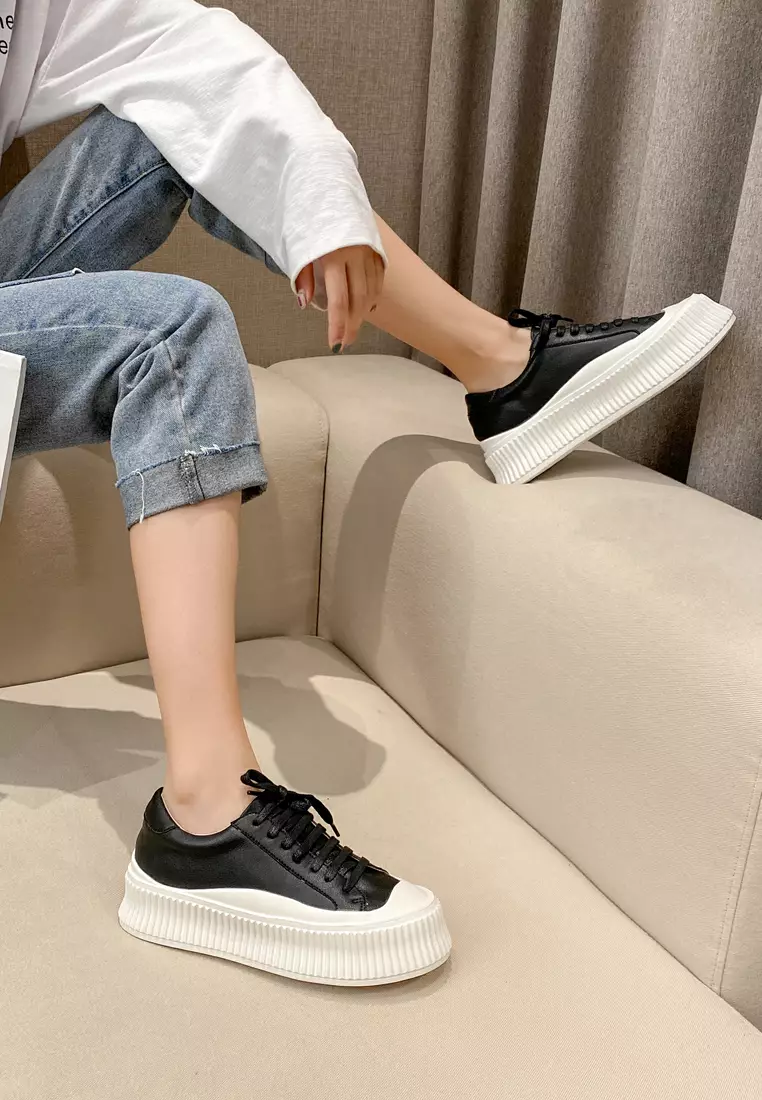 Leather Platform Lace Up Sneakers BS2139/886-1