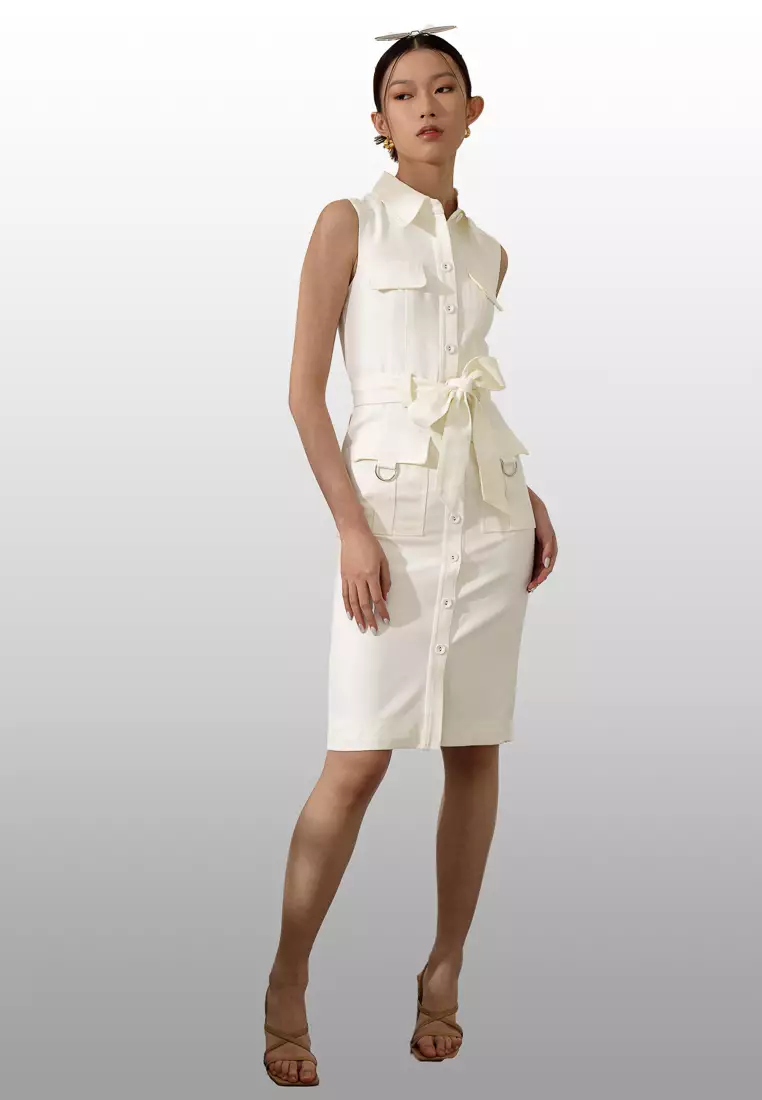 Sleeveless pocket dress clearance