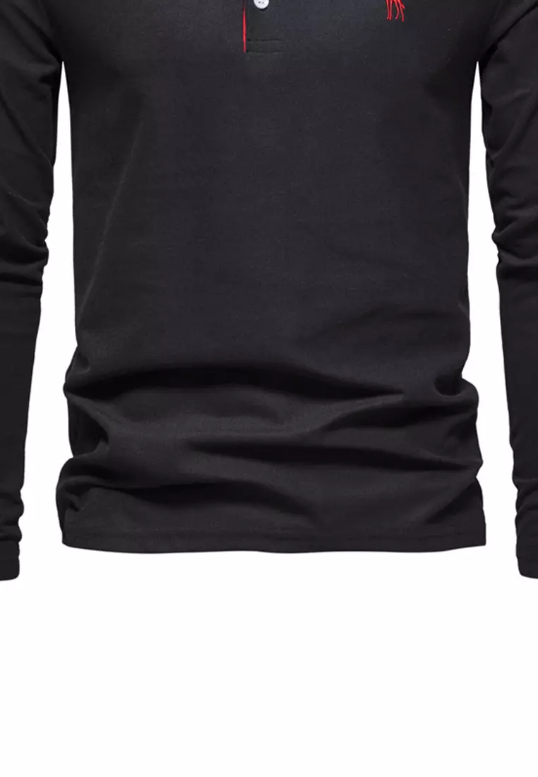 Contrast-color Embroidered Polo Shirt‌ AX-T12