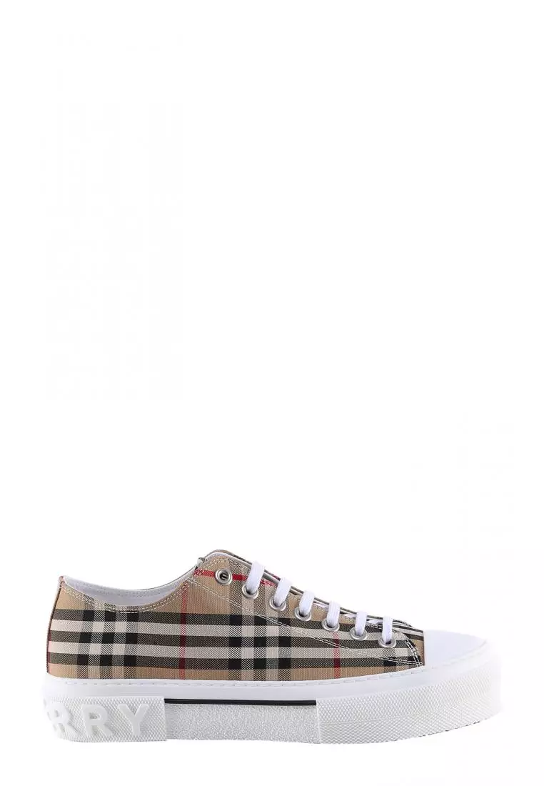 Buy Burberry BURBERRY Cotton sneakers with iconic Check Beige