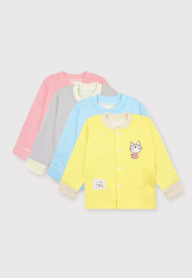 Jaket Bayi Fleece Atasan Sweater Kancing Cardigan Anak Import Tebal dan Lembut 4225 Abu