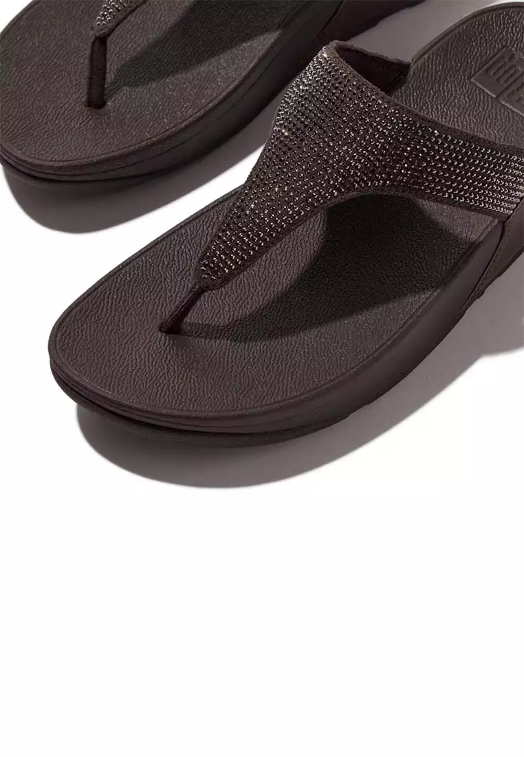 FitFlop LULU Crystal Embellished Toe-Post Sandals - Metallic Chocolate Brown (EC5-C89)