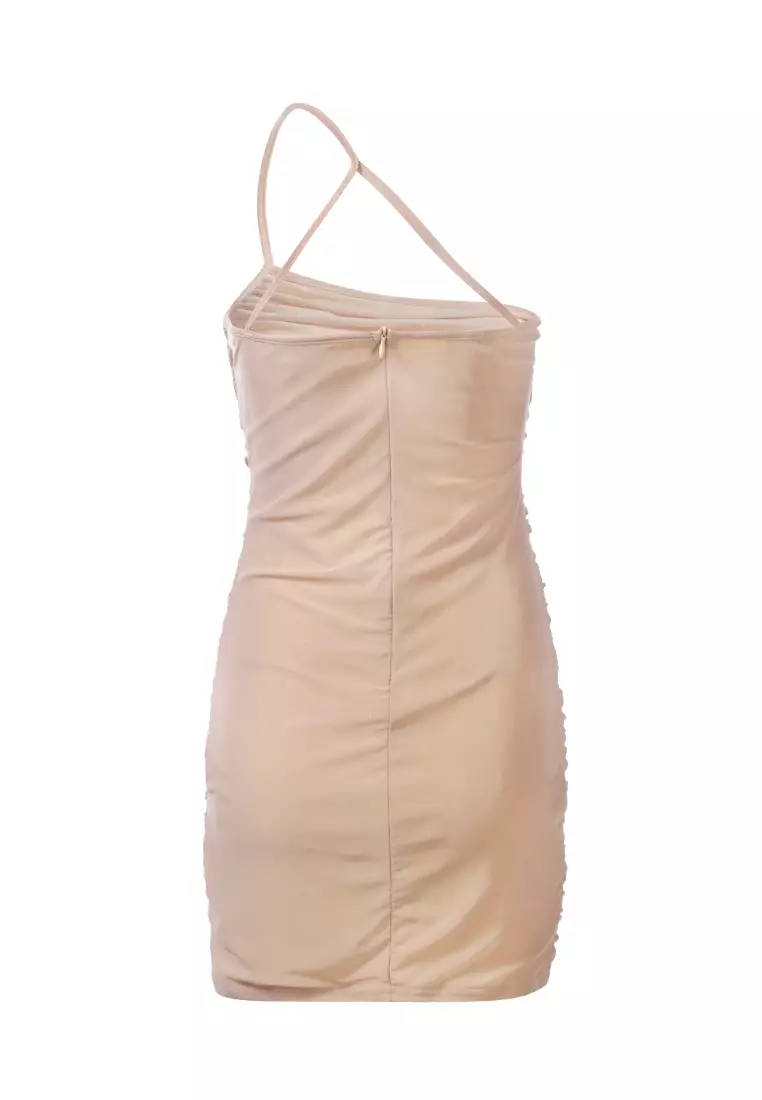 Buy London Rag Ruched Bodycon Mini Dress in Nude 2024 Online | ZALORA ...