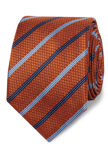 T.M. LEWIN orange T.M.Lewin Orange Multi Stripe Textured Silk Slim Tie 0E9E3AC3638D6BGS_1