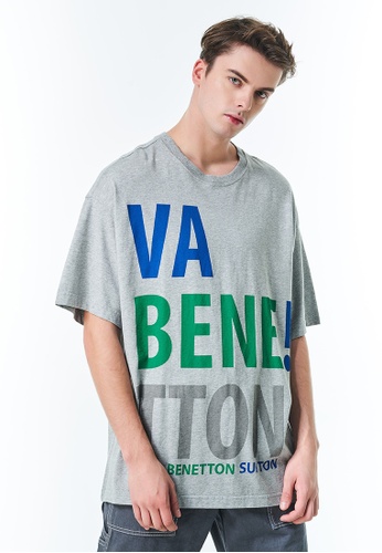 United Colors of Benetton grey Printed T-shirt 23148AABF230E6GS_1