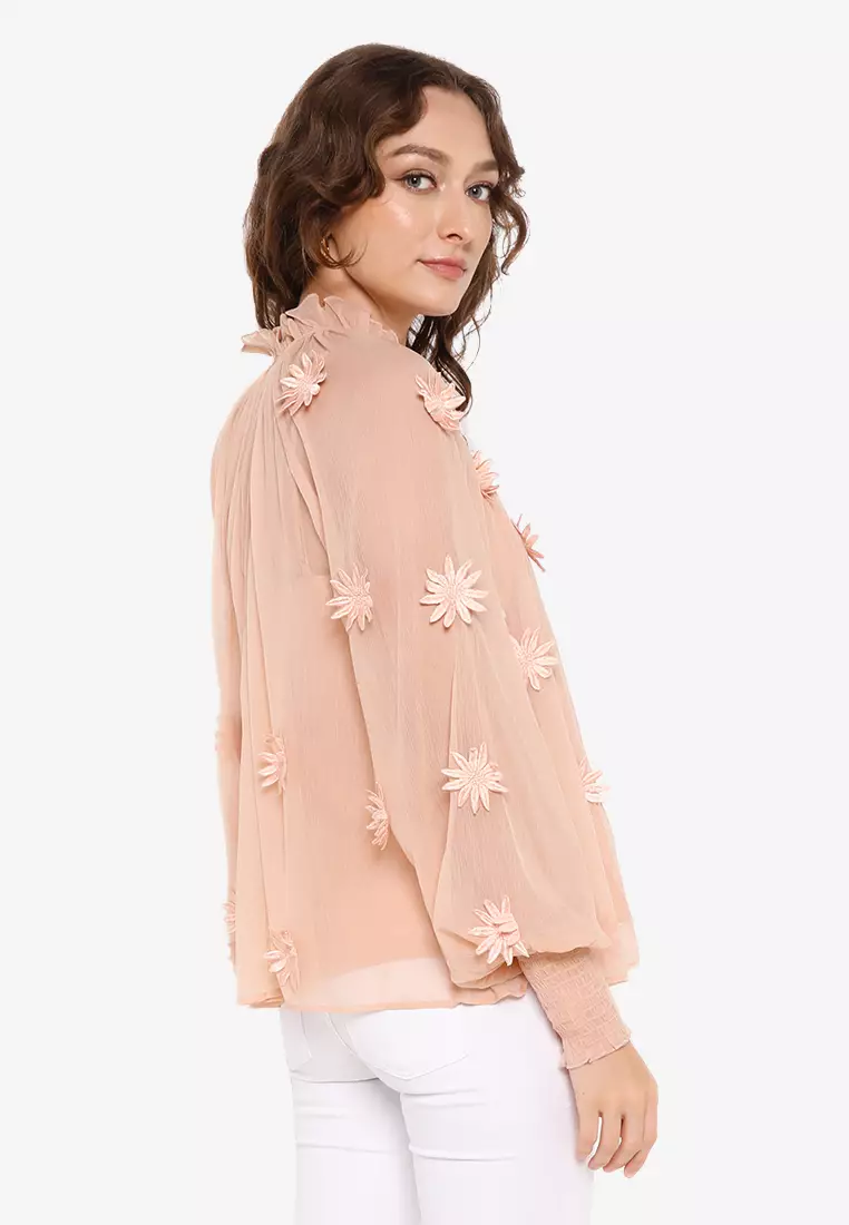 Buy French Connection Aziza Lace Long Sleeves Blouse Online ZALORA
