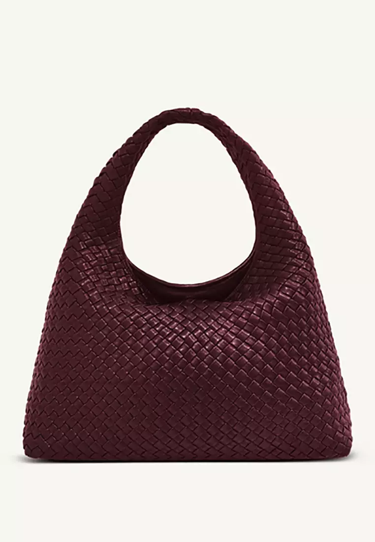 Iaura Woven Shoulder Bag - Deep Burgundy