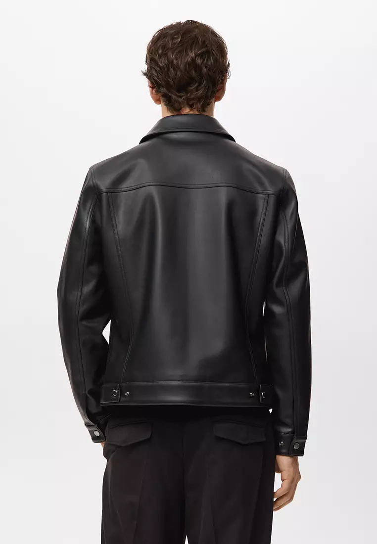 Faux-Leather Jacket with Pockets
