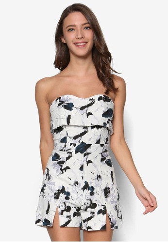 Kelly 露肩印花層次連身褲, 韓系時尚, esprit 台中梳妝